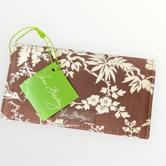 Vera Bradley Brown Floral checkbook cover billfold - Picture 1 of 9